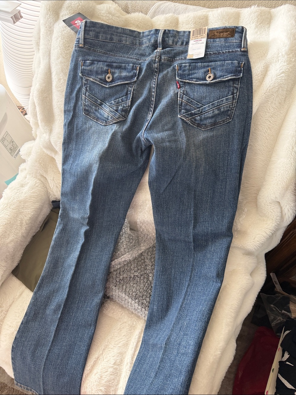 Levi's Women's Blue Bootcut Jeans with Decorative Back Pockets